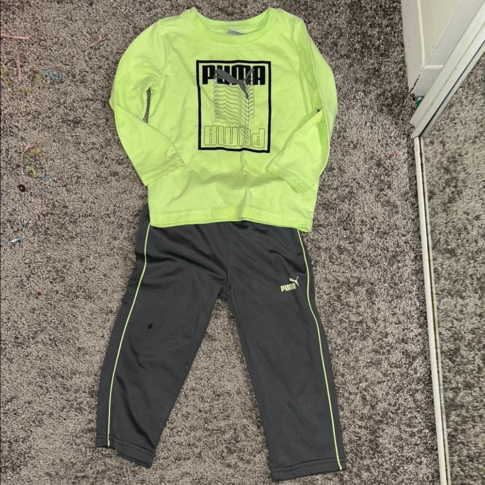 Puma Pajama Set Green and Gray Athletic-Inspired